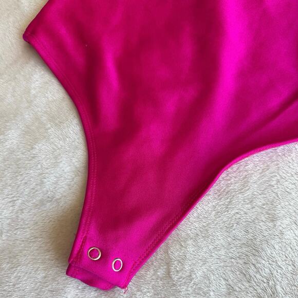 Good American NWT Fuchsia Shine Compression Scuba Tank Square Neck Bodysuit XS/0 - Picture 5 of 12